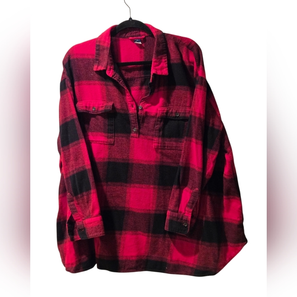 Old Navy Vibrant Red/Black Plaid Women's Shirt